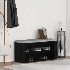 vidaXL Schoenenbank 100x35x45 cm bewerkt hout zwart eikenkleurig
