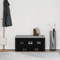 vidaXL Schoenenbank 100x35x45 cm bewerkt hout zwart eikenkleurig