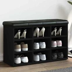vidaXL Schoenenbank 82x32x50 cm bewerkt hout zwart