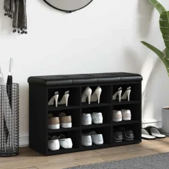 vidaXL Schoenenbank 82x32x50 cm bewerkt hout zwart