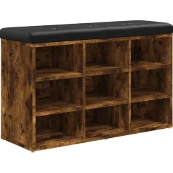 vidaXL Schoenenbank 82x32x50 cm bewerkt hout gerookt eikenkleurig