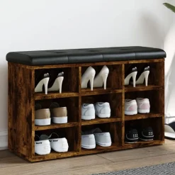 vidaXL Schoenenbank 82x32x50 cm bewerkt hout gerookt eikenkleurig