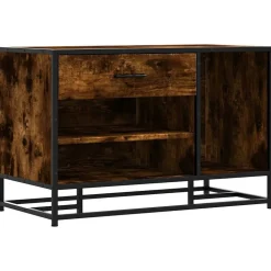 vidaXL Schoenenbank 80x40x53,5 cm bewerkt hout en metaal gerookt eiken