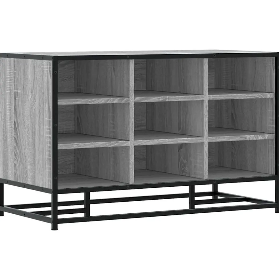 vidaXL Schoenenbank 84x40x53,5 cm bewerkt hout en metaal grijs sonoma