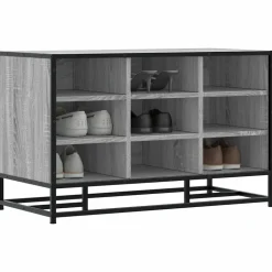 vidaXL Schoenenbank 84x40x53,5 cm bewerkt hout en metaal grijs sonoma