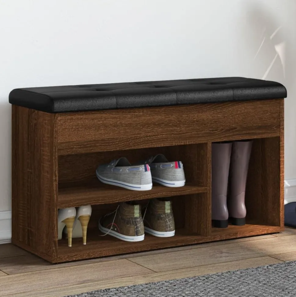 vidaXL Schoenenbank 82x32x45,5 cm bewerkt hout bruin eikenkleur