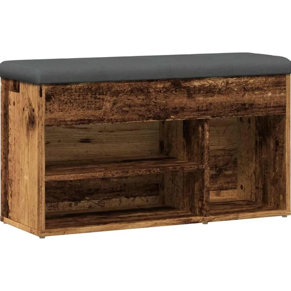 vidaXL Schoenenbank 82x32x45,5 cm bewerkt hout oud houtkleurig