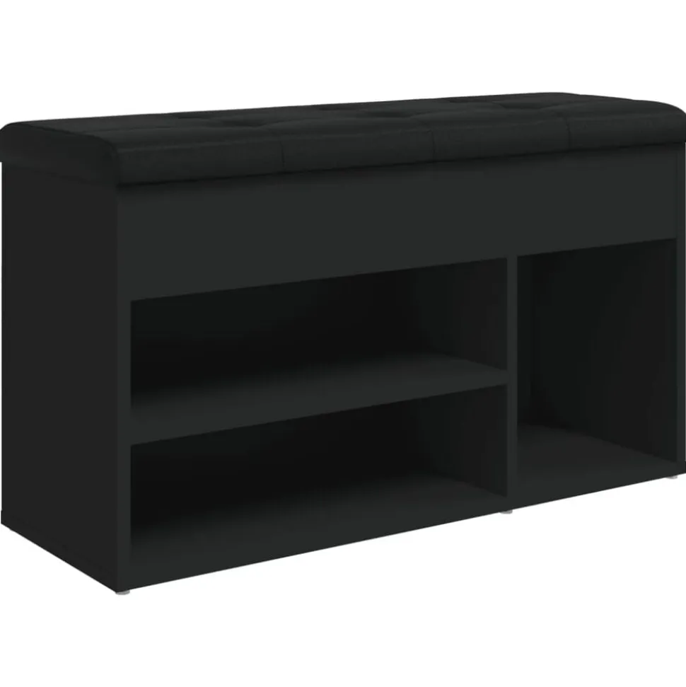vidaXL Schoenenbank 82x32x45,5 cm bewerkt hout zwart