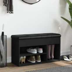 vidaXL Schoenenbank 82x32x45,5 cm bewerkt hout zwart