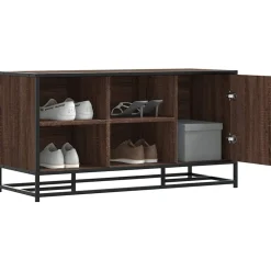 vidaXL Schoenenbank 100x40x53,5 cm bewerkt hout en metaal bruin eiken