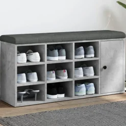 vidaXL Schoenenbank 102x32x50 cm bewerkt hout betongrijs