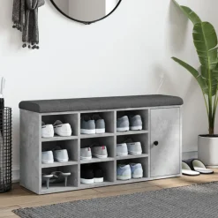 vidaXL Schoenenbank 102x32x50 cm bewerkt hout betongrijs