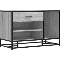 vidaXL Schoenenbank 80x40x53,5 cm bewerkt hout en metaal grijs sonoma