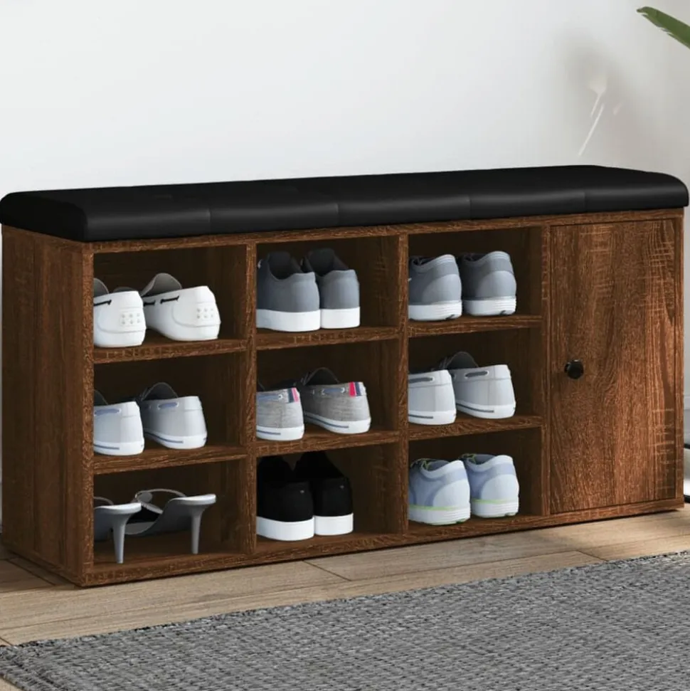 vidaXL Schoenenbank 102x32x50 cm bewerkt hout bruin eikenkleur