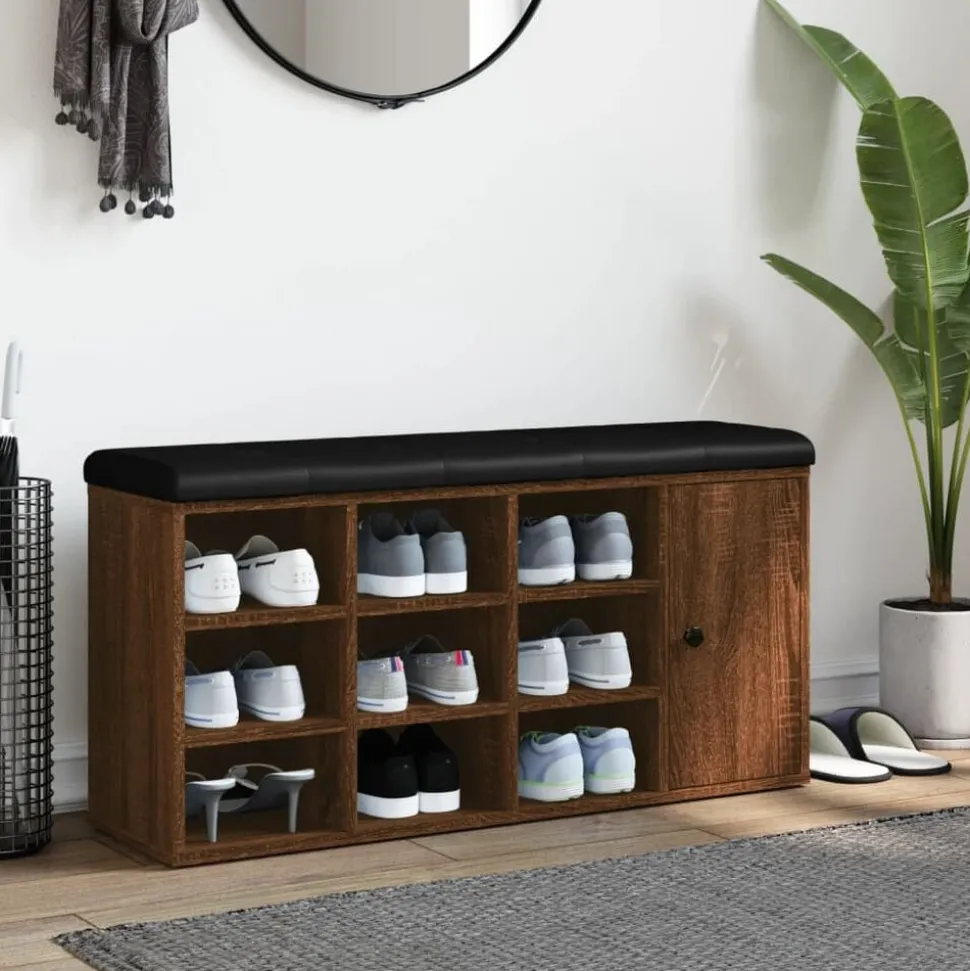 vidaXL Schoenenbank 102x32x50 cm bewerkt hout bruin eikenkleur