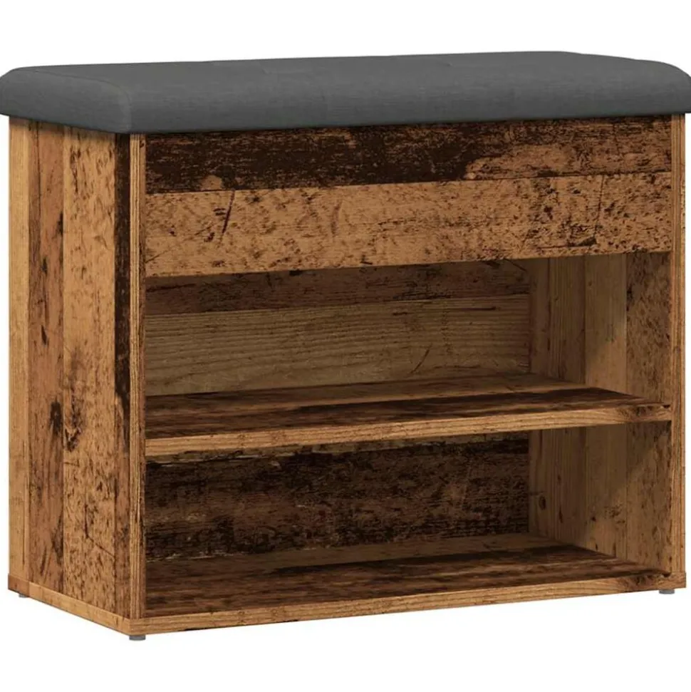 vidaXL Schoenenbank 62x32x50 cm bewerkt hout oud houtkleurig