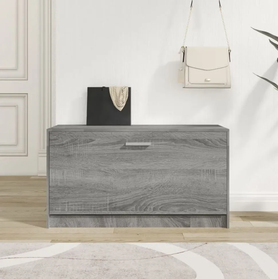 vidaXL Schoenenbank 80x24x45 cm bewerkt hout grijs sonoma eikenkleur