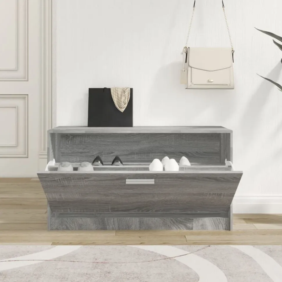 vidaXL Schoenenbank 80x24x45 cm bewerkt hout grijs sonoma eikenkleur