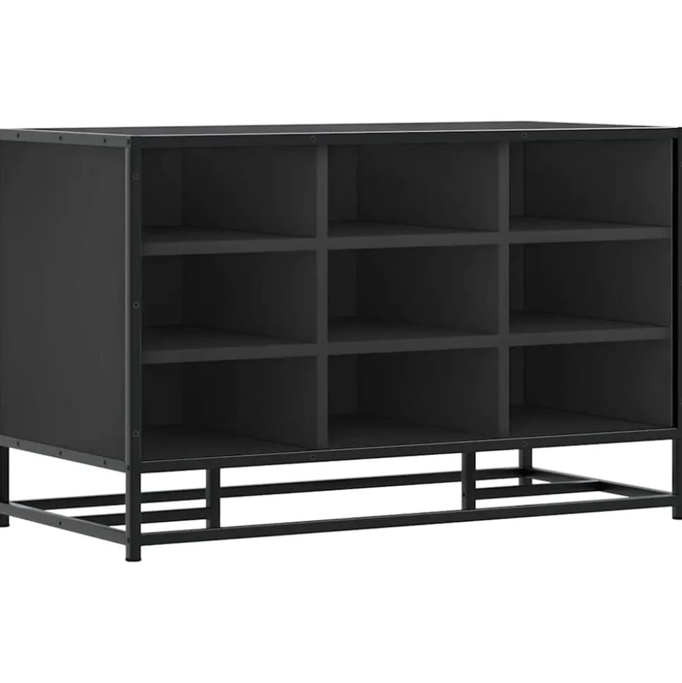vidaXL Schoenenbank 84x40x53,5 cm bewerkt hout en metaal zwart