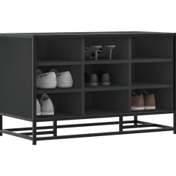 vidaXL Schoenenbank 84x40x53,5 cm bewerkt hout en metaal zwart