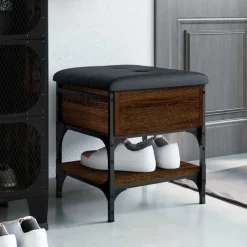 vidaXL Schoenenbank 42x42x45 cm bewerkt hout bruin eikenkleur