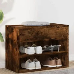 vidaXL Schoenenbank 60x30x45 cm bewerkt hout gerookt eikenkleurig