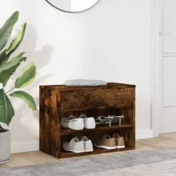 vidaXL Schoenenbank 60x30x45 cm bewerkt hout gerookt eikenkleurig