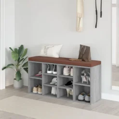vidaXL Schoenenbank 103x30x48 cm bewerkt hout grijs sonoma eikenkleur