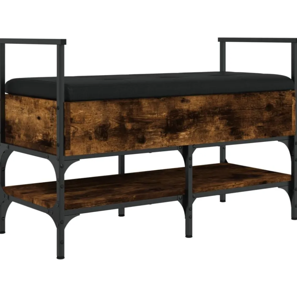 vidaXL Schoenenbank 85,5x42x57,5 cm bewerkt hout gerookt eikenkleurig