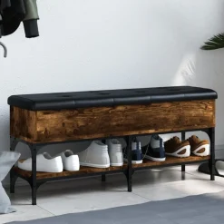 vidaXL Schoenenbank 102x32x45 cm bewerkt hout gerookt eikenkleurig