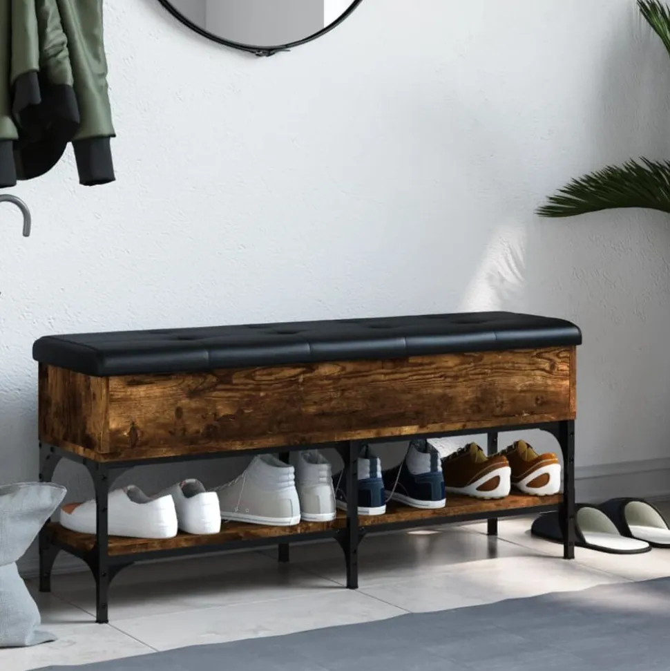 vidaXL Schoenenbank 102x32x45 cm bewerkt hout gerookt eikenkleurig