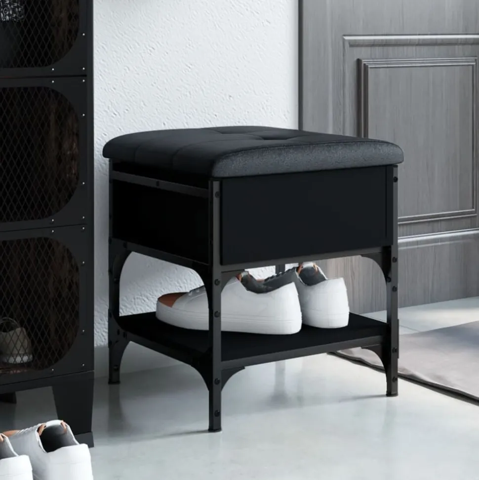 vidaXL Schoenenbank 42x42x45 cm bewerkt hout zwart