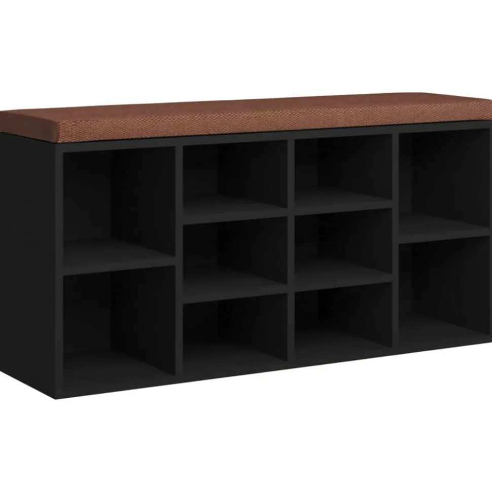 vidaXL Schoenenbank 103x30x48 cm bewerkt hout zwart