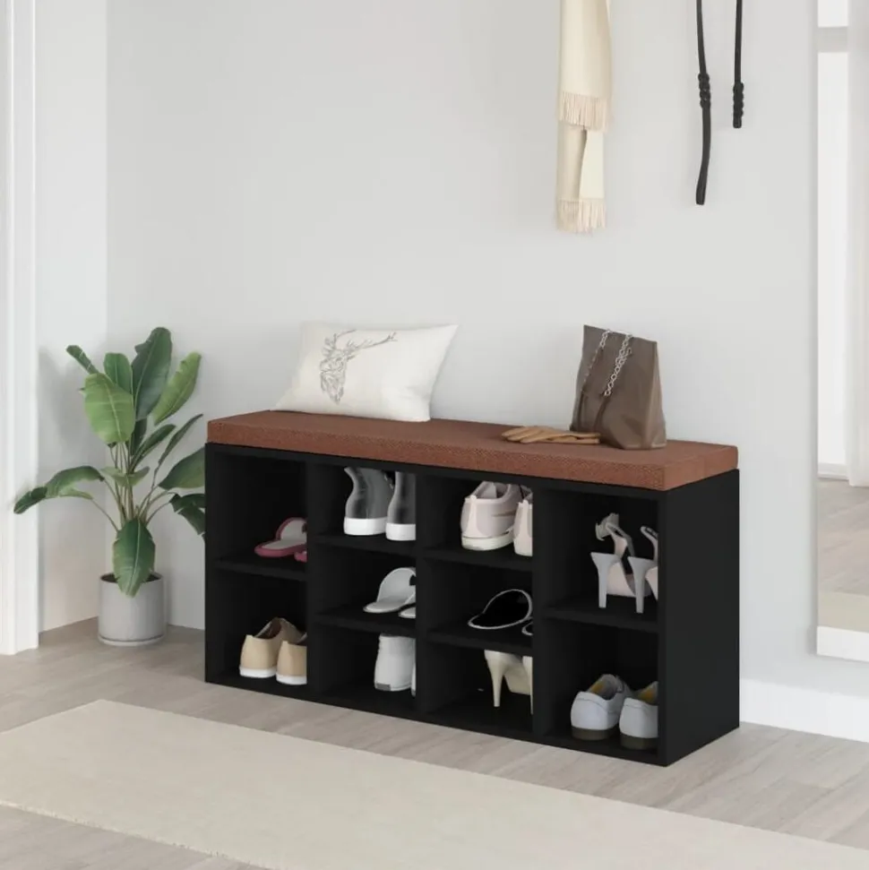 vidaXL Schoenenbank 103x30x48 cm bewerkt hout zwart