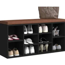 vidaXL Schoenenbank 103x30x48 cm bewerkt hout zwart