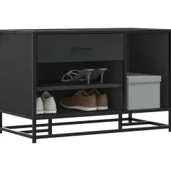 vidaXL Schoenenbank 80x40x53,5 cm bewerkt hout en metaal zwart