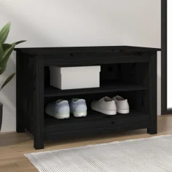 vidaXL Schoenenbank 70x38x45,5 cm massief grenenhout zwart