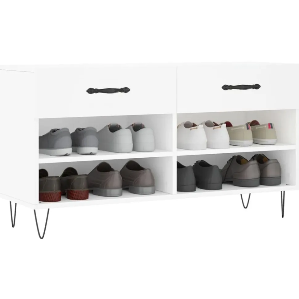 vidaXL Schoenenbank 102x35x55 cm bewerkt hout wit