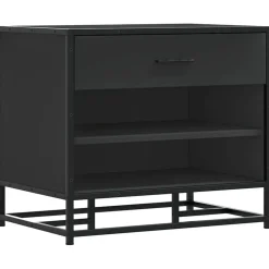 vidaXL Schoenenbank 60x40x53,5 cm bewerkt hout en metaal zwart