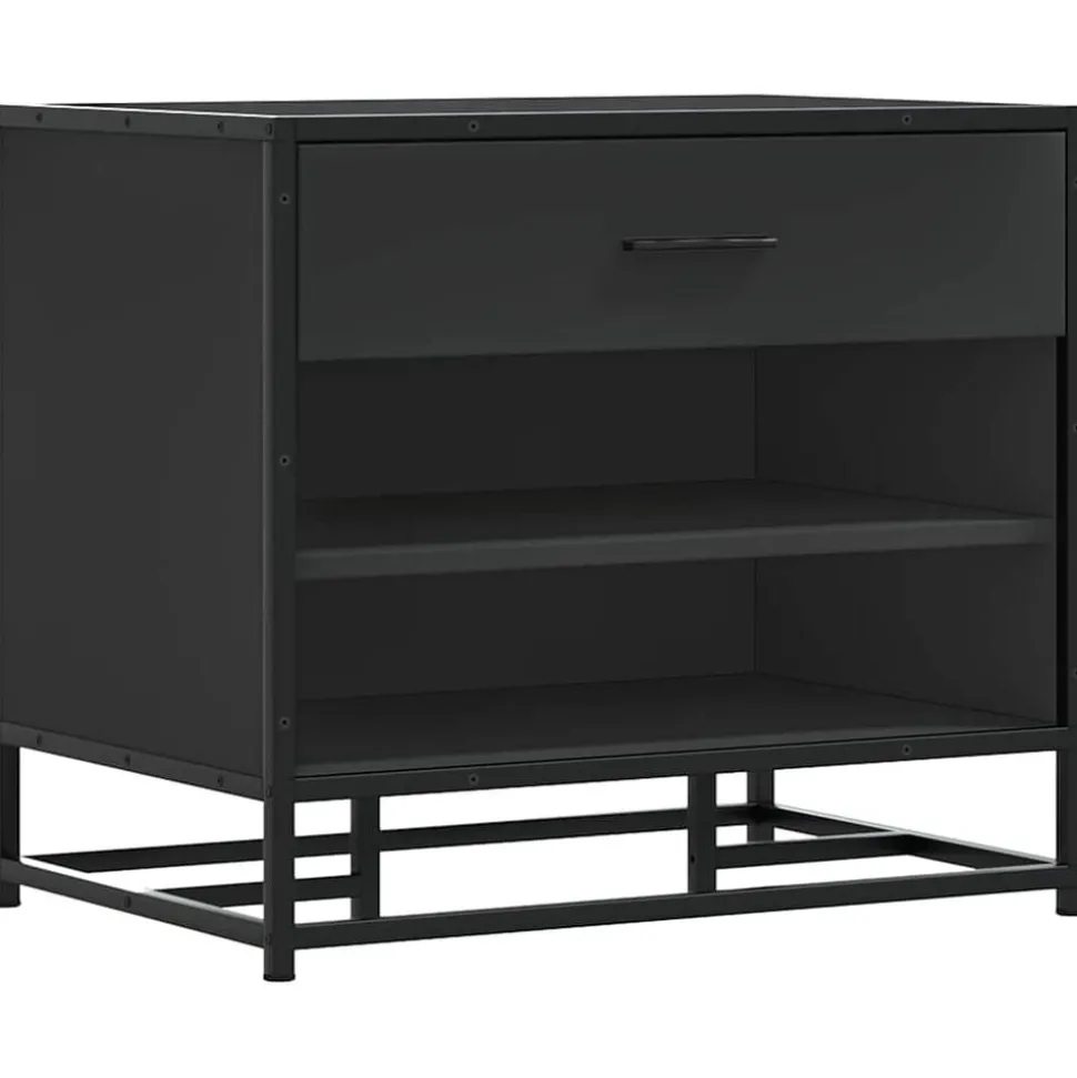 vidaXL Schoenenbank 60x40x53,5 cm bewerkt hout en metaal zwart