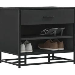 vidaXL Schoenenbank 60x40x53,5 cm bewerkt hout en metaal zwart
