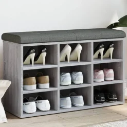 vidaXL Schoenenbank 82x32x50 cm bewerkt hout grijs sonoma eikenkleurig