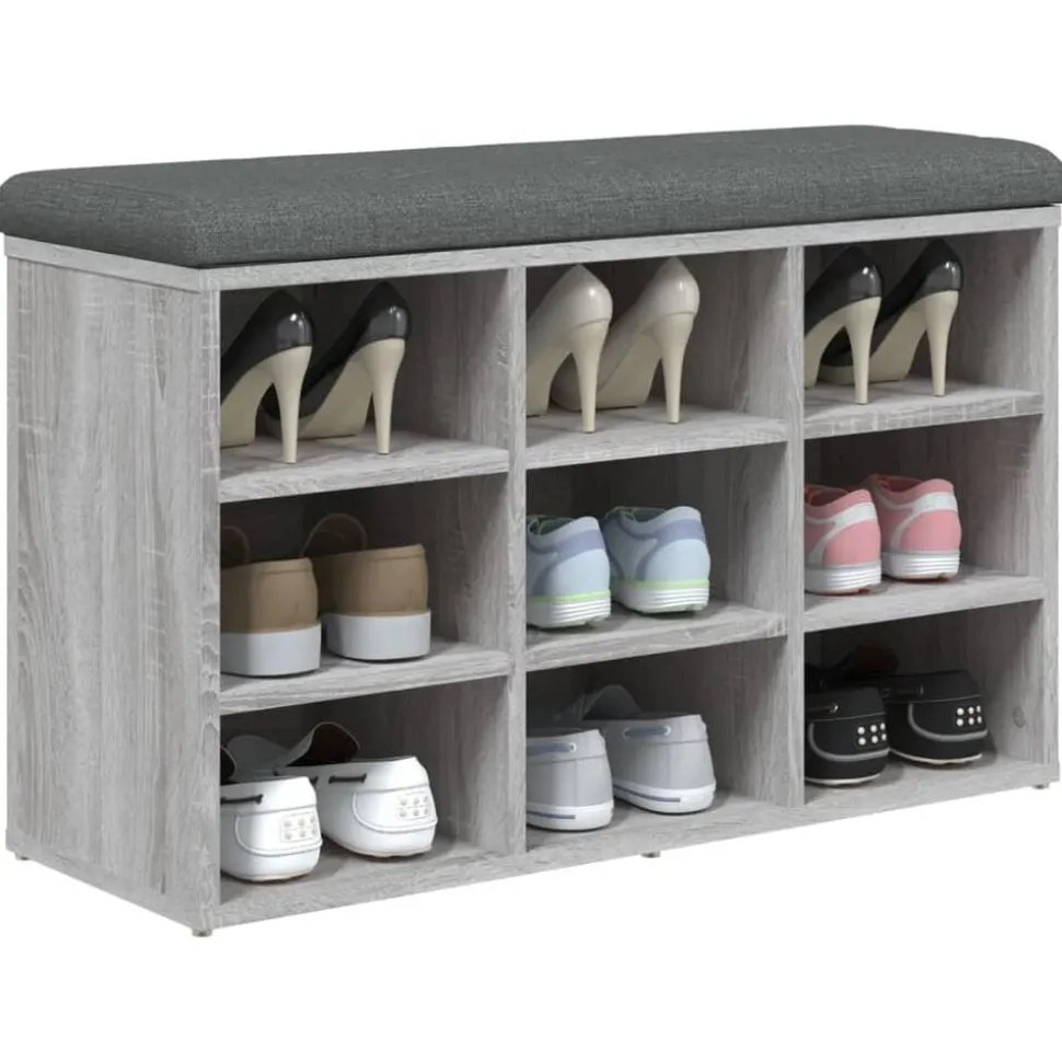 vidaXL Schoenenbank 82x32x50 cm bewerkt hout grijs sonoma eikenkleurig