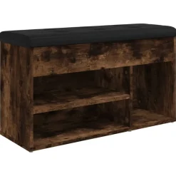 vidaXL Schoenenbank 82x32x45,5 cm bewerkt hout gerookt eikenkleurig