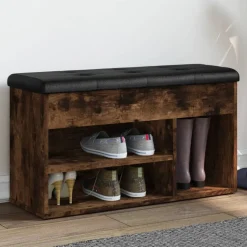vidaXL Schoenenbank 82x32x45,5 cm bewerkt hout gerookt eikenkleurig
