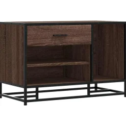 vidaXL Schoenenbank 80x40x53,5 cm bewerkt hout en metaal bruin eiken
