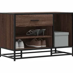 vidaXL Schoenenbank 80x40x53,5 cm bewerkt hout en metaal bruin eiken