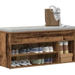 vidaXL Schoenenbank 102x30,5x45 cm bewerkt hout oud houtkleurig