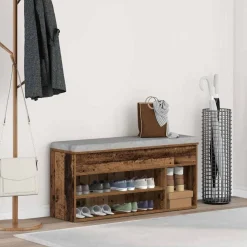 vidaXL Schoenenbank 102x30,5x45 cm bewerkt hout oud houtkleurig