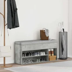 vidaXL Schoenenbank 102x30,5x45 cm bewerkt hout betongrijs